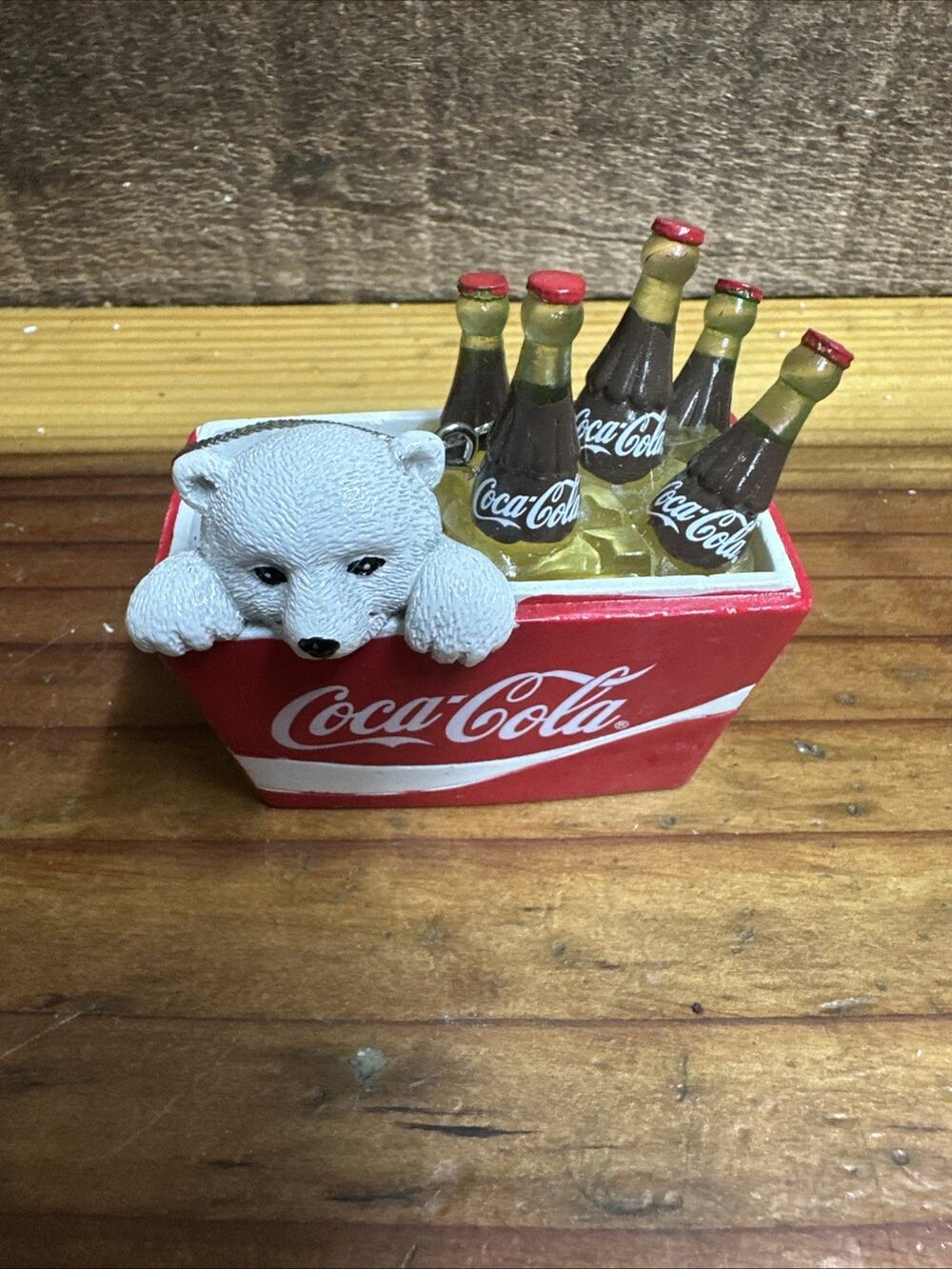 Coca Cola Polar Bear Cub In Cooler With Bottles Christmas Ornament Kurt Adler